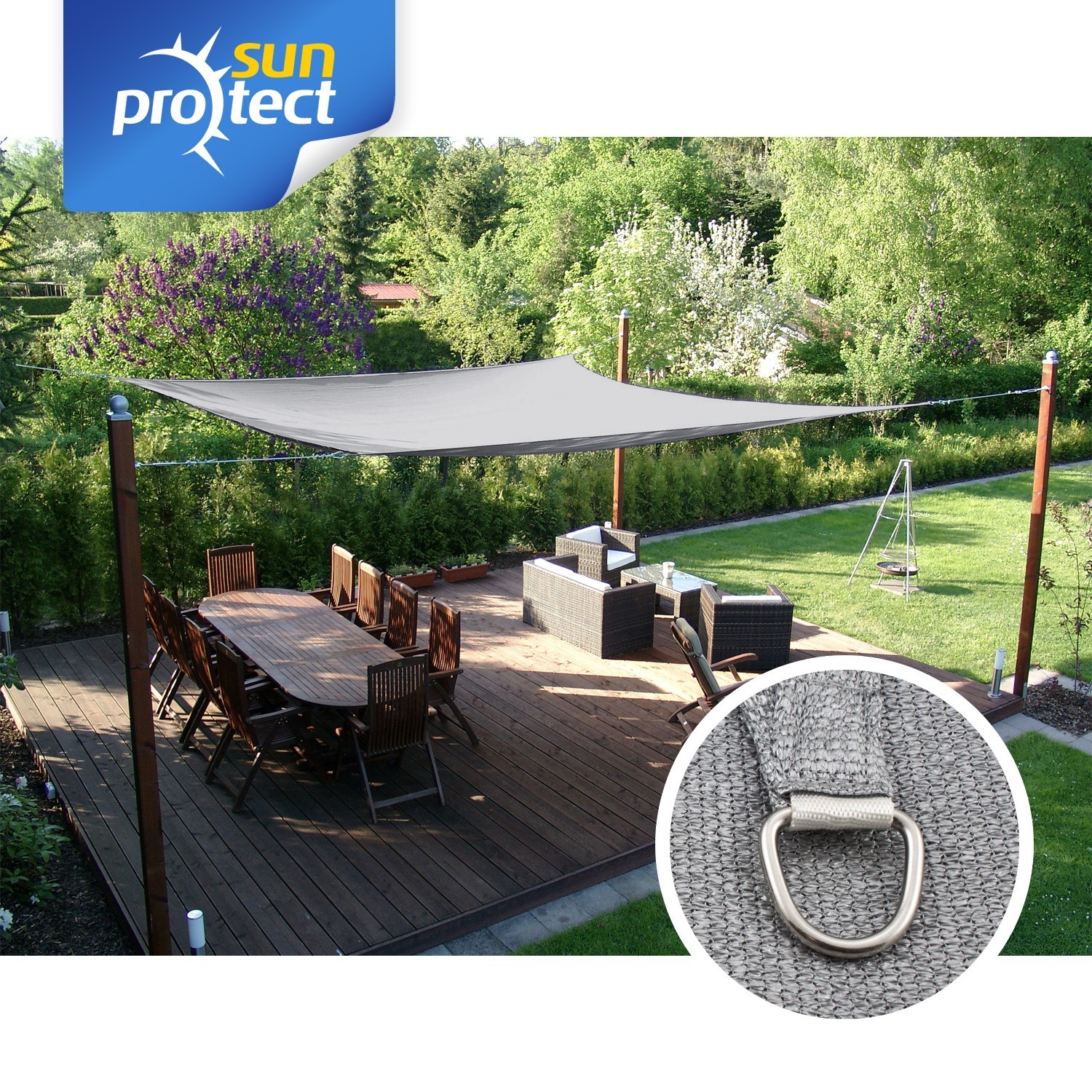 sunprotect Sonnensegel professional, 3,5 x 4,5 m, Rechteck, grausilber