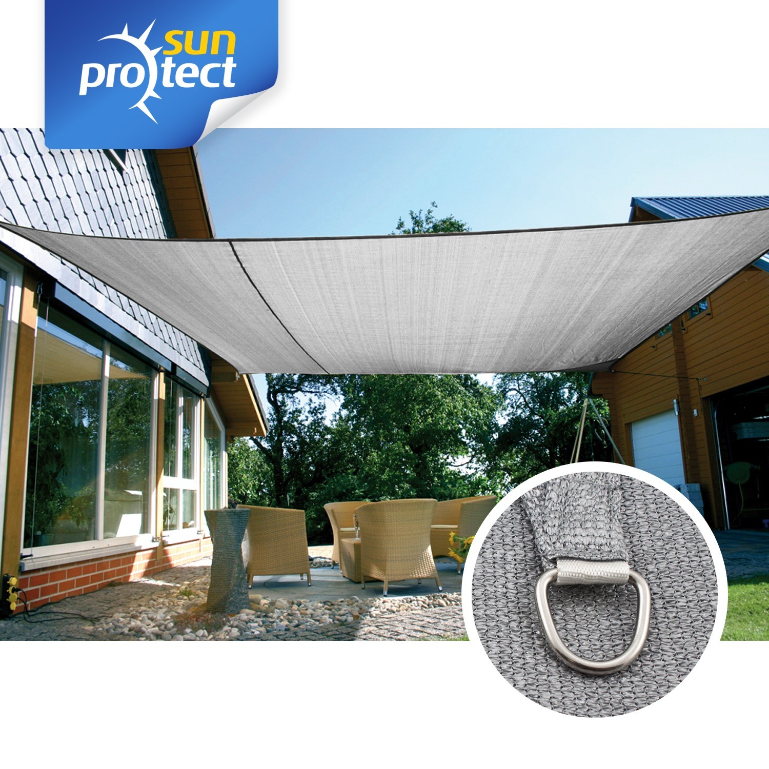 sunprotect Sonnensegel professional, 6 x 4 m, Rechteck, grausilber (1