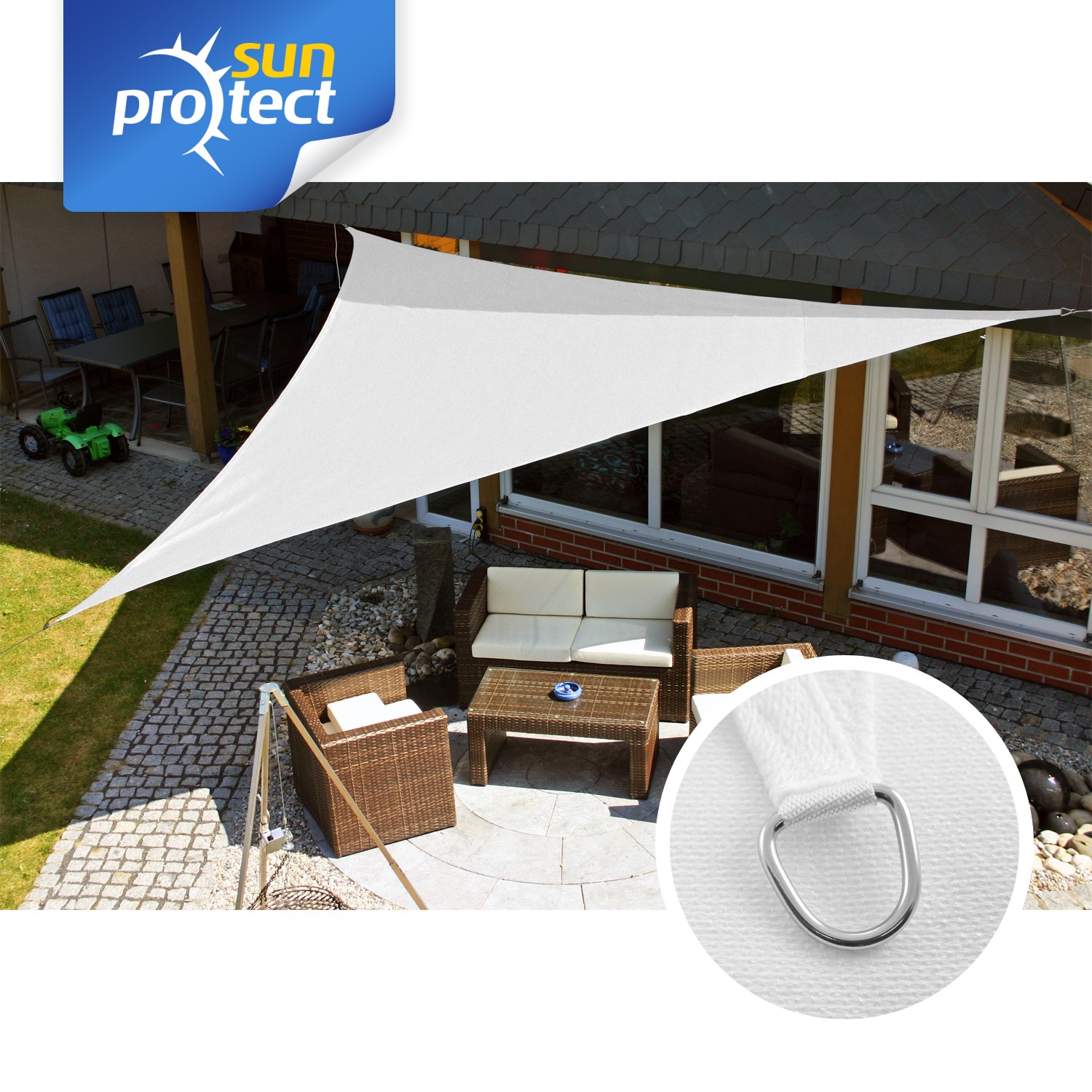 sunprotect Sonnensegel professional, 5 x 5 x 5 m, Dreieck, weiß (1 Stück)